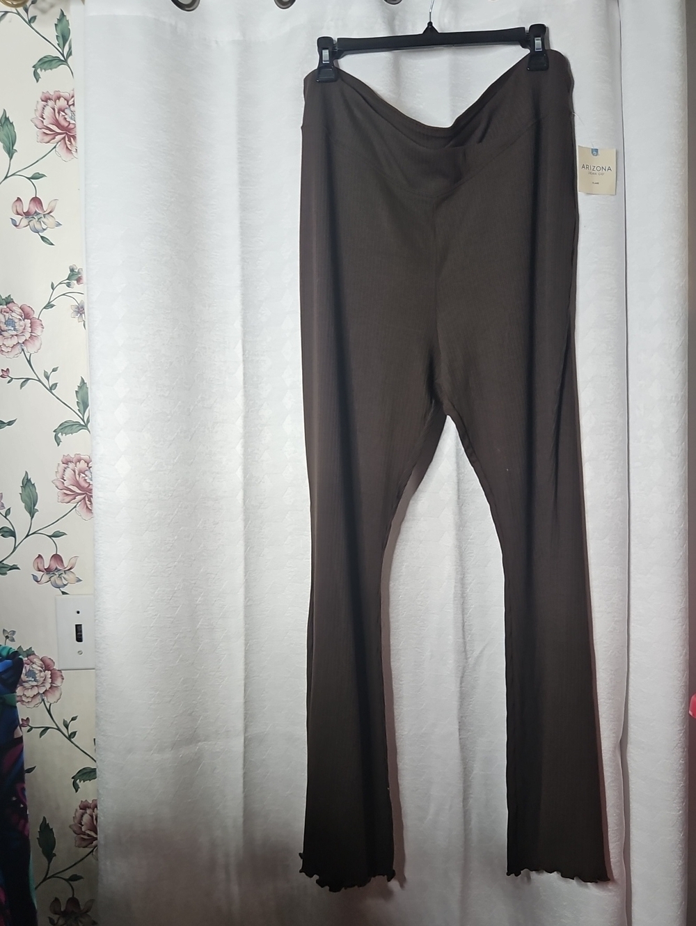 Arizona Jean Company Dark Brown Ribbed Wide-Leg Pants